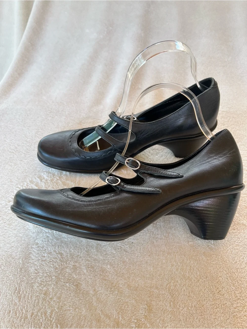 Dansko Babette Josie Black Leather Mary Jane Heels SZ 10.5 Double Strap Comfort